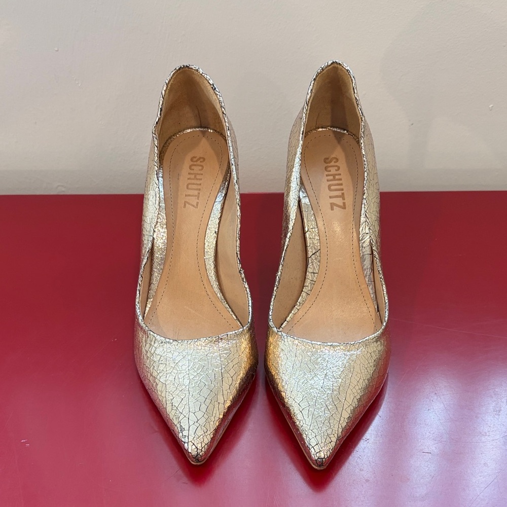 SCHUTZ Metallic Gold Heels